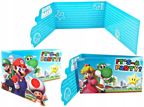 Nintendo Super Mario Einladungskarte Partytime 2