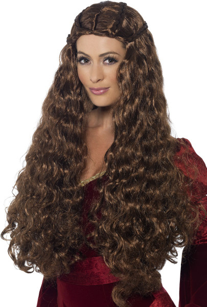 Perruque médiévale cheveux femme marron