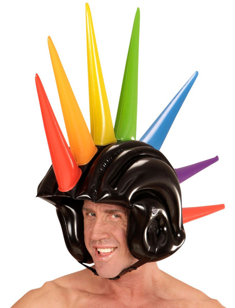 Inflatable punk helmet with spikes 90 cm
