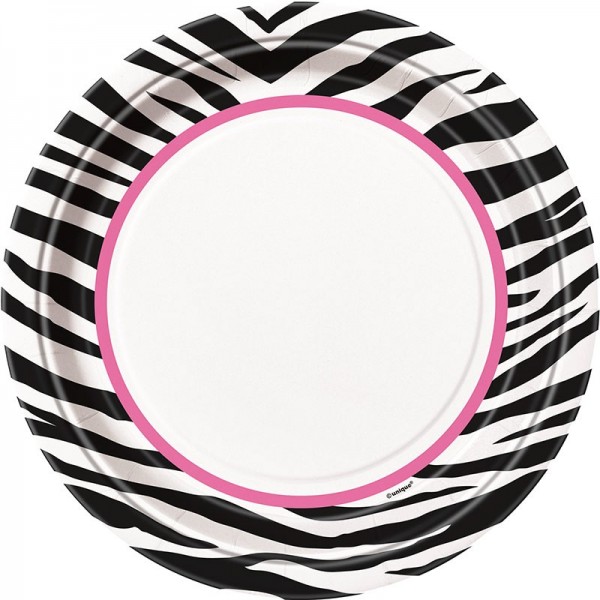 8 wild zebra party paper plates 23cm