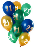 21.Geburtstag 12 Latexballons Grün Gold
