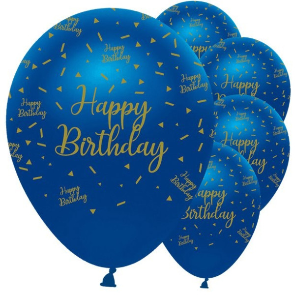 6 globos azules Happy Birthday 30cm