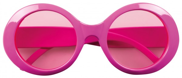 Neon pink round glasses