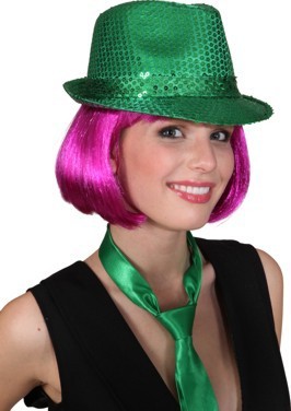Chapeau de fête vert à paillettes