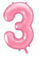 Voorvertoning: Nummer 3 folieballon roze 86cm