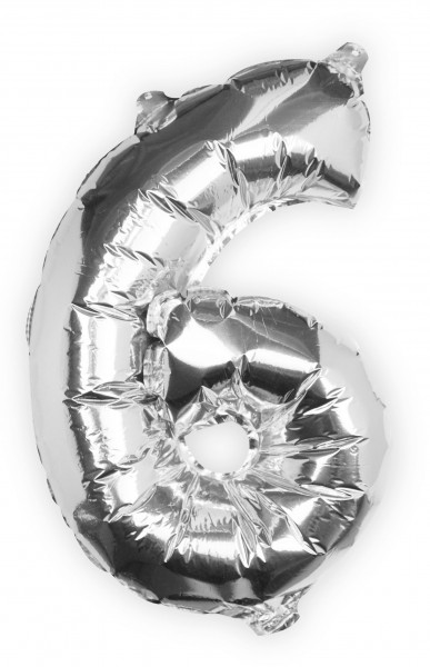 Ballon aluminium argenté chiffre 6 40cm