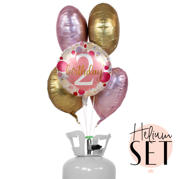 Sweet Birthday Two Ballonbouquet-Set mit Heliumbehälter