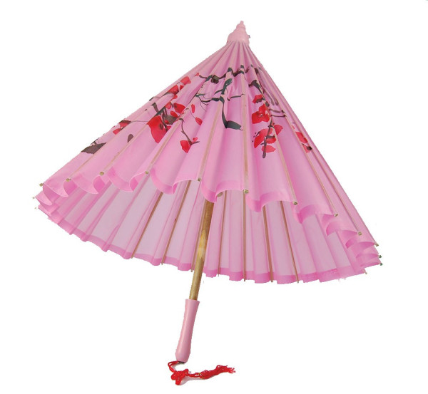 Różowy parasol z chińskim motywem