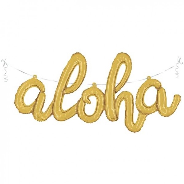 Balon foliowy z napisem Aloha w kolorze złotym 114cm