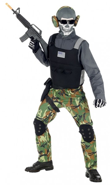 Kinder Skelett Soldat Kostüm 3