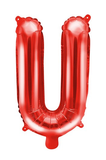 Röd U-bokstavsballong 35cm