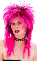 Pink rock star 80s wig