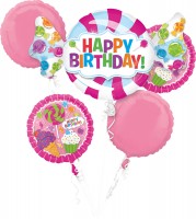 5 Folienballons im Candy-Birthday- Design
