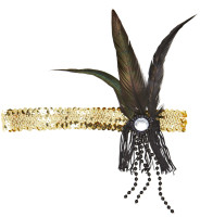 Vorschau: Goldenes Charleston Stirnband mit Federn