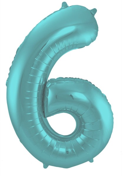 Aqua Zahl 6 Folienballon 86cm