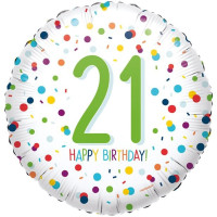 21e verjaardag confetti folieballon 46cm