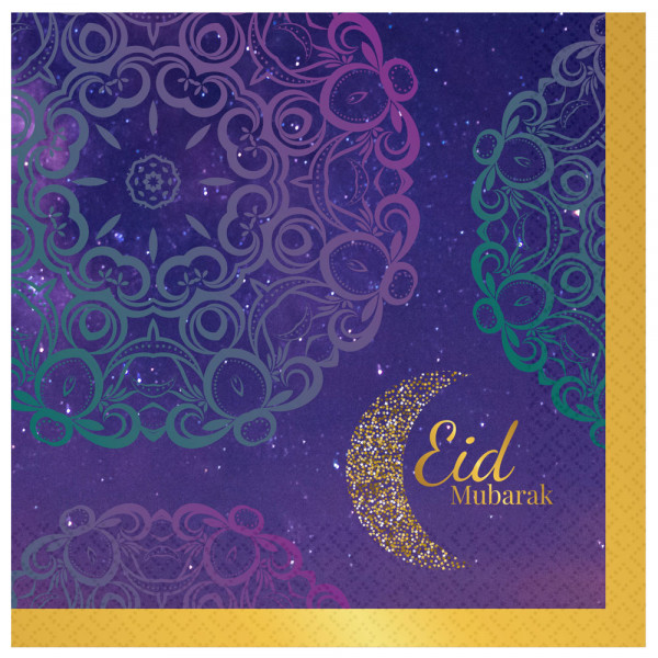 16 New Moon Eid Mubarak napkins 33cm