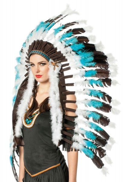 Maxi Indian headdress turquoise-black 2