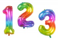 Preview: Number 3 Super Rainbow Foil Balloon 86cm
