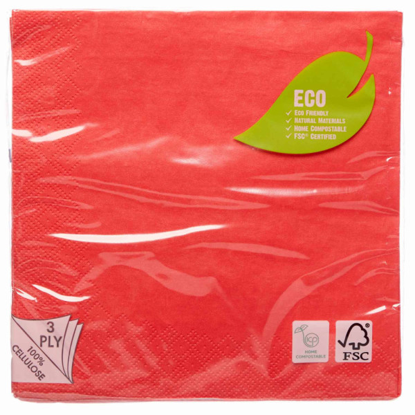 20 red eco napkins 33cm
