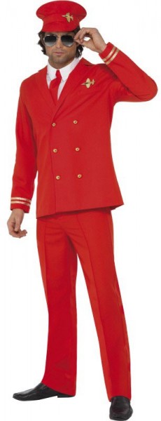 Rødt pilot kostume til mænd