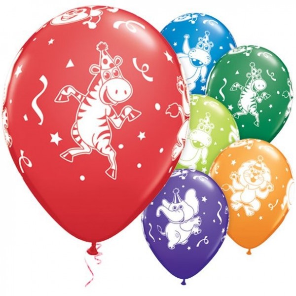 25 crazy party animals balloons 28cm