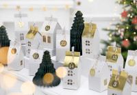24 White Advent Calendar Houses