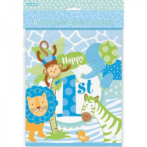 Blue Safari Party Gift Bags 8 pieces