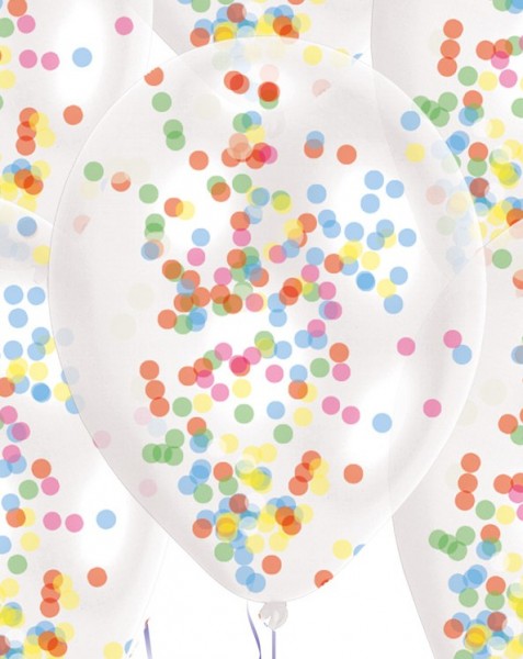 6 Poppi-farvede konfetti balloner