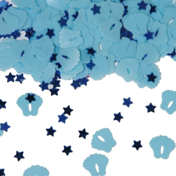 Confettis de table pieds de bébé bleus 14g