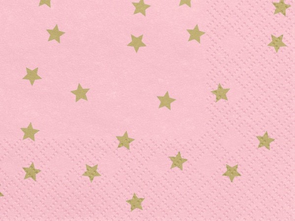 20 pink gold star napkins 33cm 2