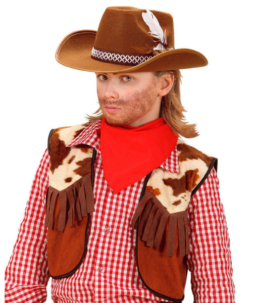 Kowbojski kapelusz z piórami brązowy