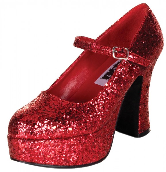 Zapatos de tacón de fiesta brillantes en rojo