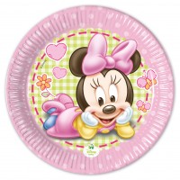 8 Minnie Mouse Babyparty Pappteller 20cm