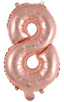 Nummer 8 roségouden folieballon 40cm