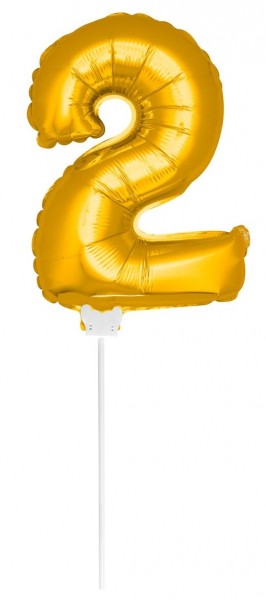Folienballon Zahl 2 Gold 35cm