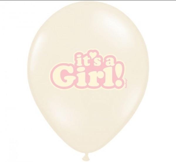 6 ballonnen Het is een Girl Vanilla Pink 30cm 2