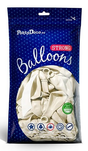 100 metalowych balonów Partystar białe 12 cm