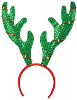 Vista previa: Diadema navideña con astas de campanas brillantes