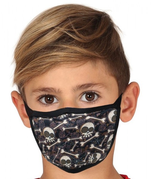 Mund Nasen Maske Totenkopf für Kinder