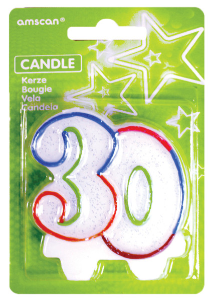 Vela de pastel de cumpleaños número 30 Fiesta de cumpleaños colorida