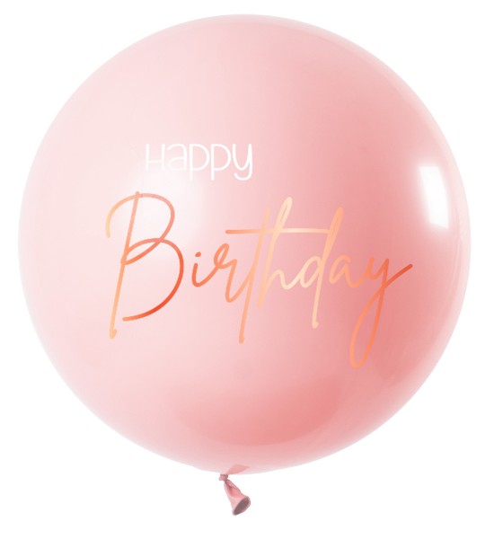 1 ballon latex joyeux anniversaire rose blush
