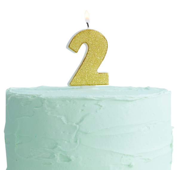 Golden Mix & Match number 2 cake candle 6cm