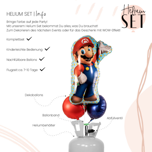 Super Mario Ballonbouquet-Set mit Heliumbehälter 3