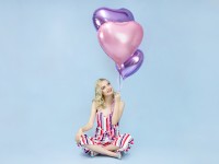 Förhandsgranskning: Liten hjärta folieballong rosa 61cm