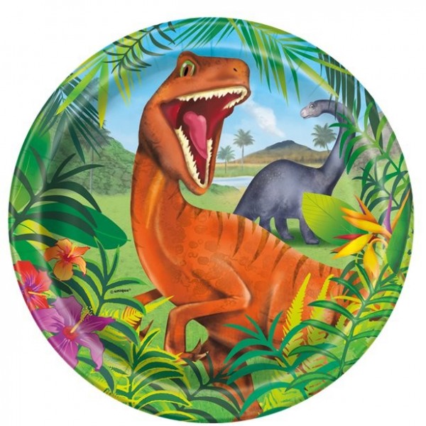 8 piatti di carta avventura dinosauro 23 cm