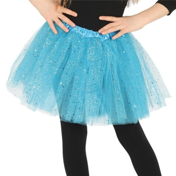 Niebieska spódniczka tutu z brokatem dla dziewczynki
