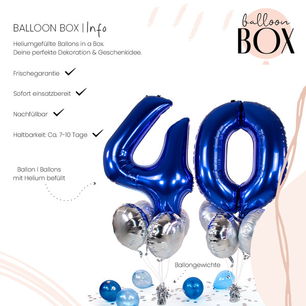 10 Heliumballons in der Box Blau 40 3