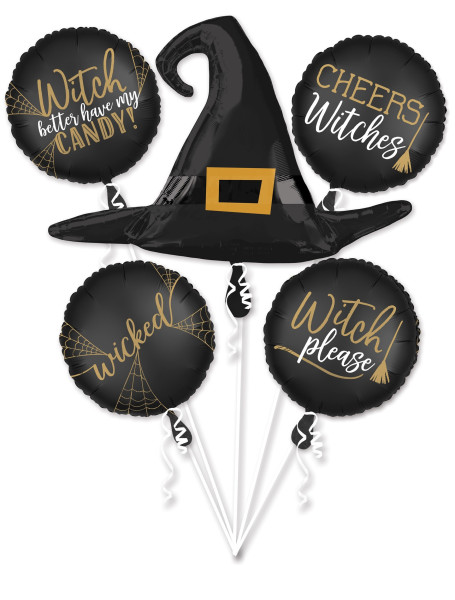 5 Haunted Witch foil balloons