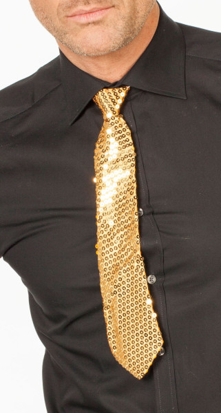 Złoty krawat z cekinami deluxe